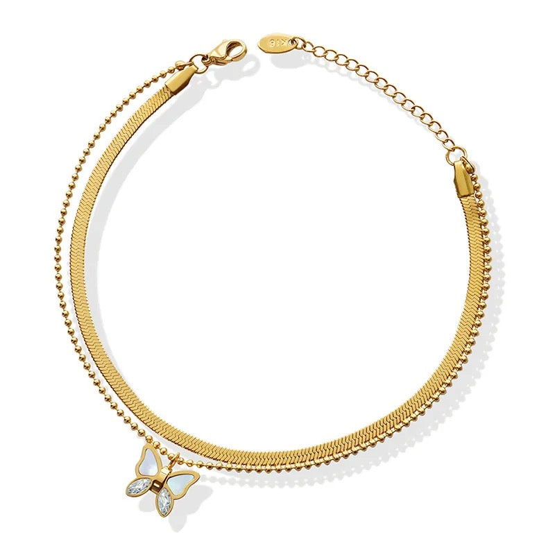 Opal Butterfly Anklet