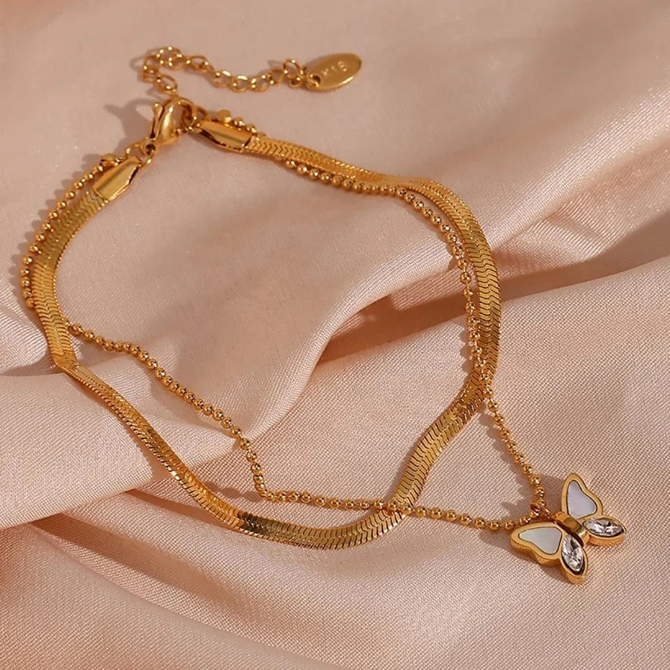 Opal Butterfly Anklet